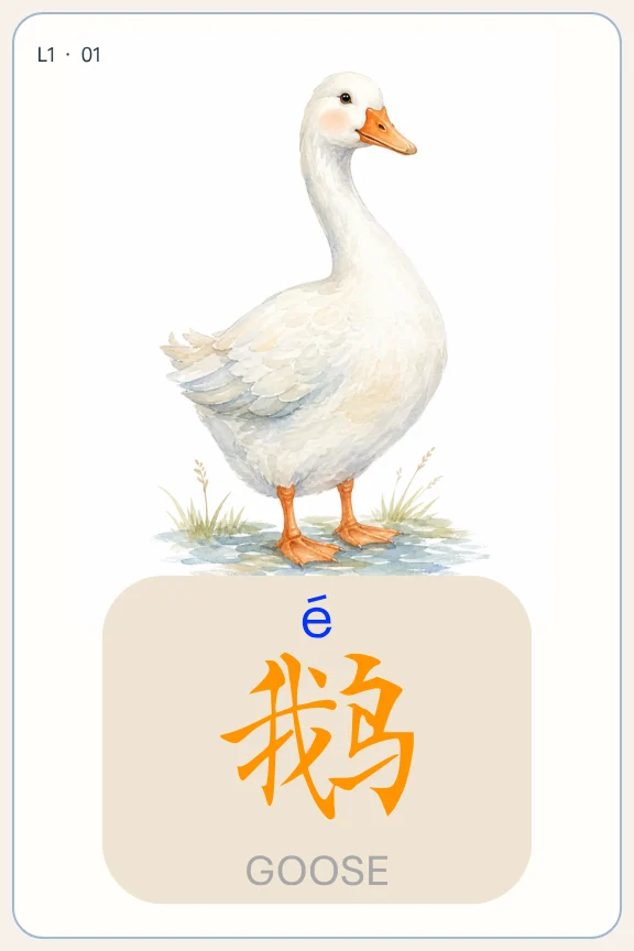 Simplified Chinese goose flashcard